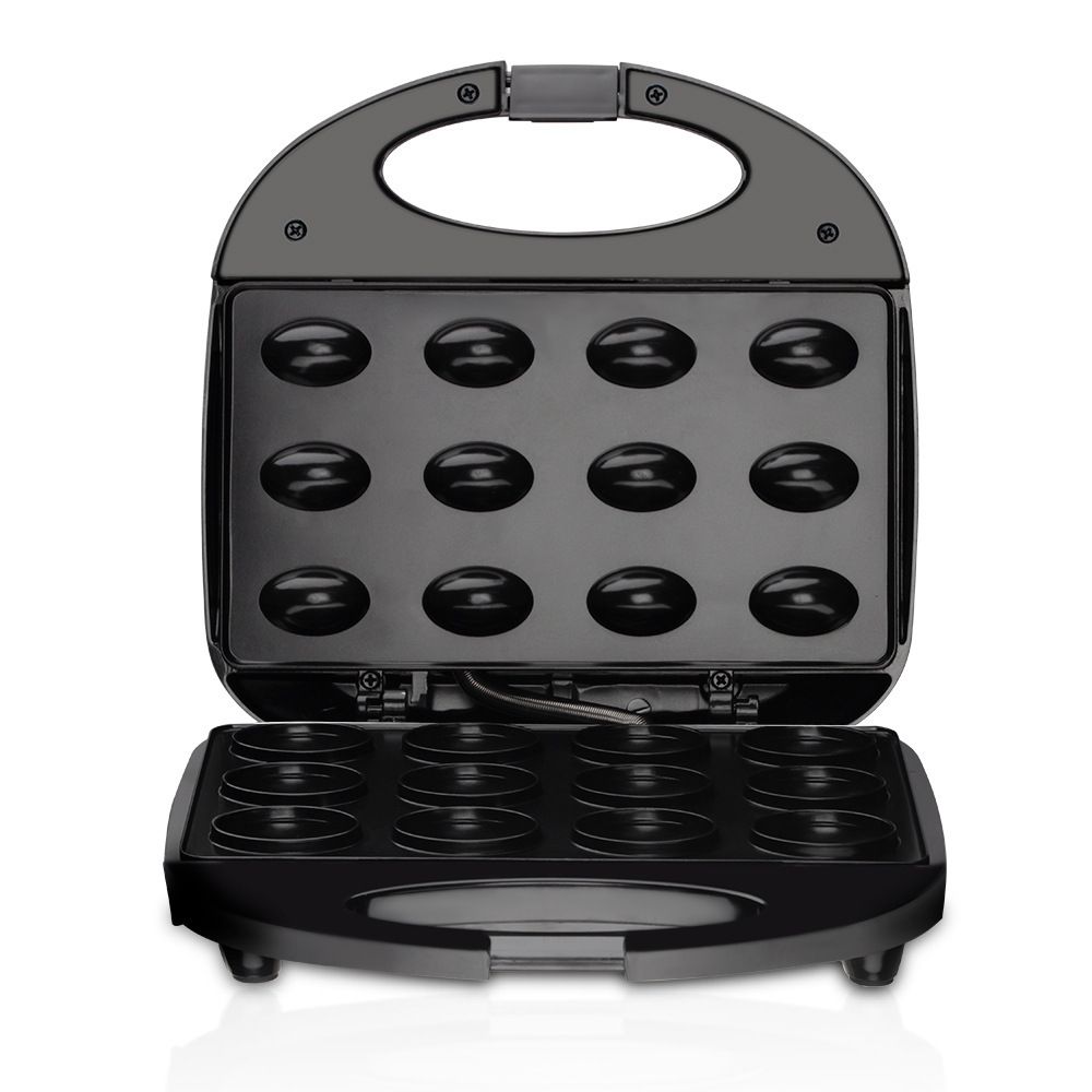 Electric Nut Cookie Maker with Non-Stick Dual Heating Plates, 12-Cavity Baking Machine for Homemade Snacks, Compact Countertop Appliance for Family Kitchen Use (Black)