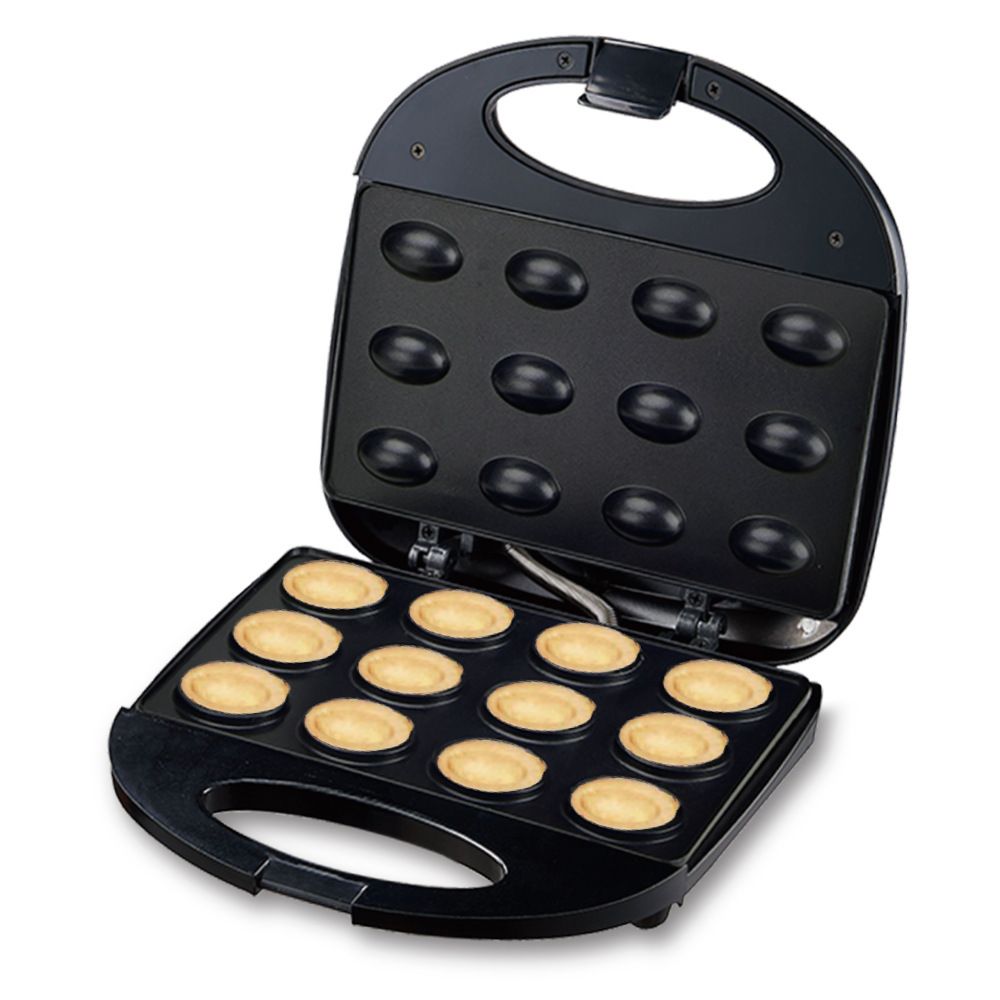 Electric Nut Cookie Maker with Non-Stick Dual Heating Plates, 12-Cavity Baking Machine for Homemade Snacks, Compact Countertop Appliance for Family Kitchen Use (Black)