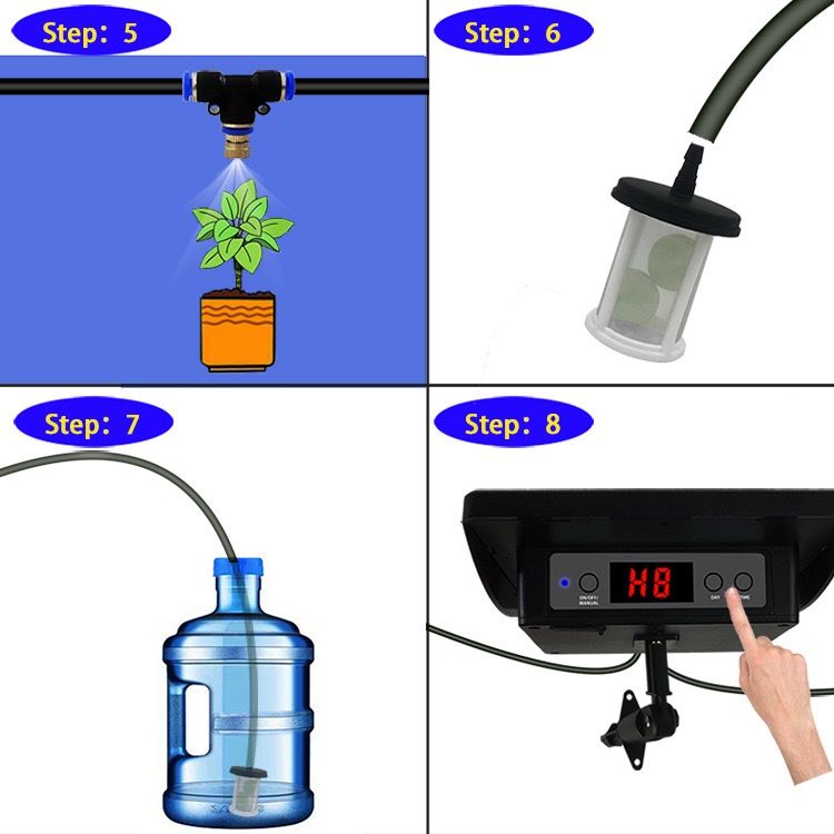 Solar-Powered Misting Irrigation Kit, Smart Timer, 10m Hose, 10 Nozzles