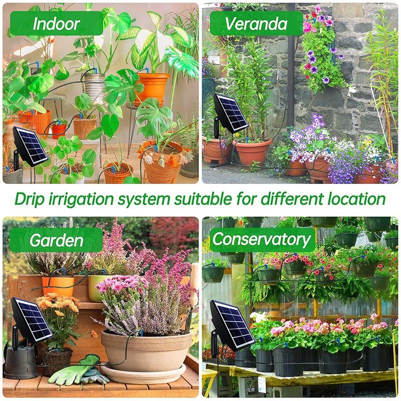 Solar-Powered Misting Irrigation Kit, Smart Timer, 10m Hose, 10 Nozzles