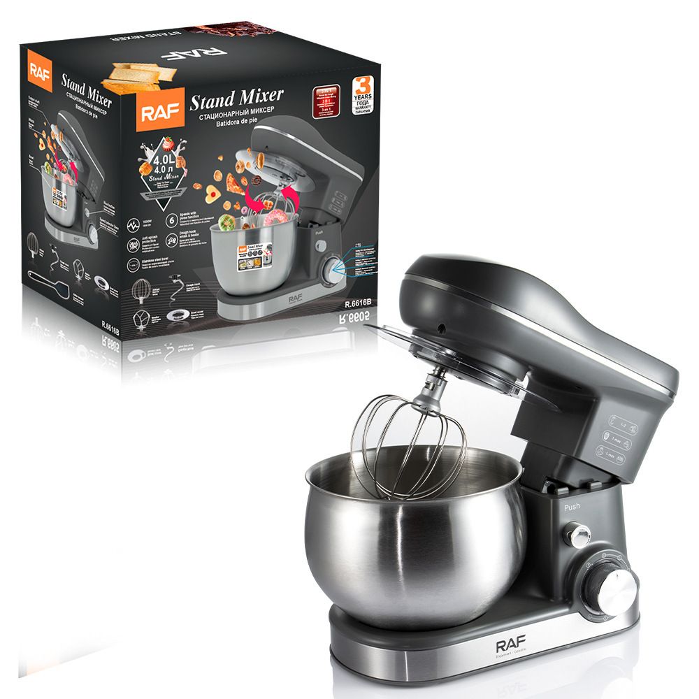 Versatile Stand Mixer with 4.0L Stainless Steel Bowl and 1600W Motor for Home Baking, Dough Kneading, Whipping, and Mixing Tasks (Red)