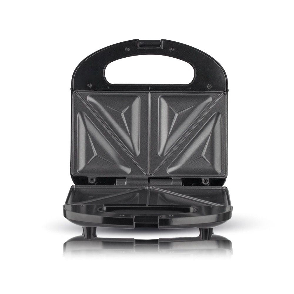 Compact Dual-Sided Sandwich Maker with Non-Stick Plates for Quick Homemade Hot Pressed Toast, Featuring a Portable Latch and Space-Saving Design for Everyday Kitchen Use (Black)