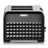 2-Slice Retro Toaster with Diamond Textured Finish, Stainless Steel Body, and Removable Crumb Tray for Family Breakfast, Reheating, and Defrosting (Black)
