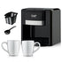 Dual-Cup Drip Coffee Maker with Ceramic Mugs, Compact 420ml Capacity, 650W Fast Brewing for Espresso, Cappuccino, and Latte at Home or Small Office (Black)