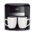 Dual-Cup Drip Coffee Maker with Ceramic Mugs, Compact 420ml Capacity, 650W Fast Brewing for Espresso, Cappuccino, and Latte at Home or Small Office (Black)