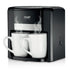 Dual-Cup Drip Coffee Maker with Ceramic Mugs, Compact 420ml Capacity, 650W Fast Brewing for Espresso, Cappuccino, and Latte at Home or Small Office (Black)
