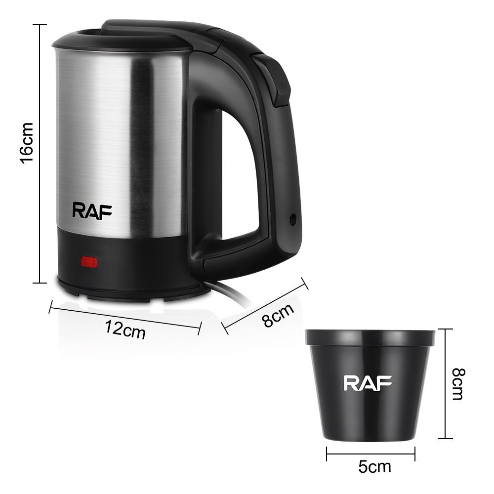 Portable Mini Electric Kettle Set with Two Matching Cups, 500ml Stainless Steel Travel Water Boiler for Home Office and On-the-Go Hot Beverages (Silver)