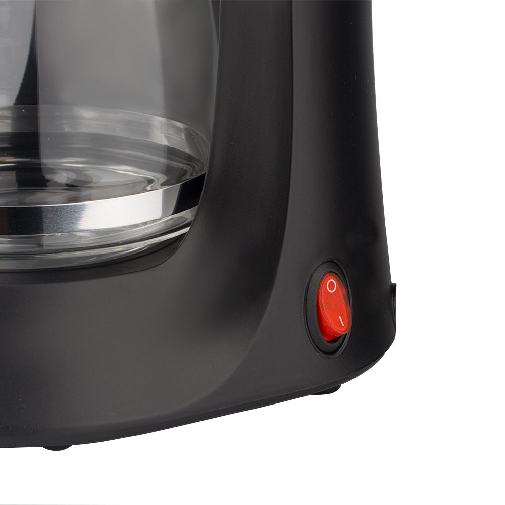 Compact Drip Coffee Maker with 600ml Glass Carafe, 600W Fast Brewing System, Anti-Drip Design for Home Office Kitchen Daily Use (Black)