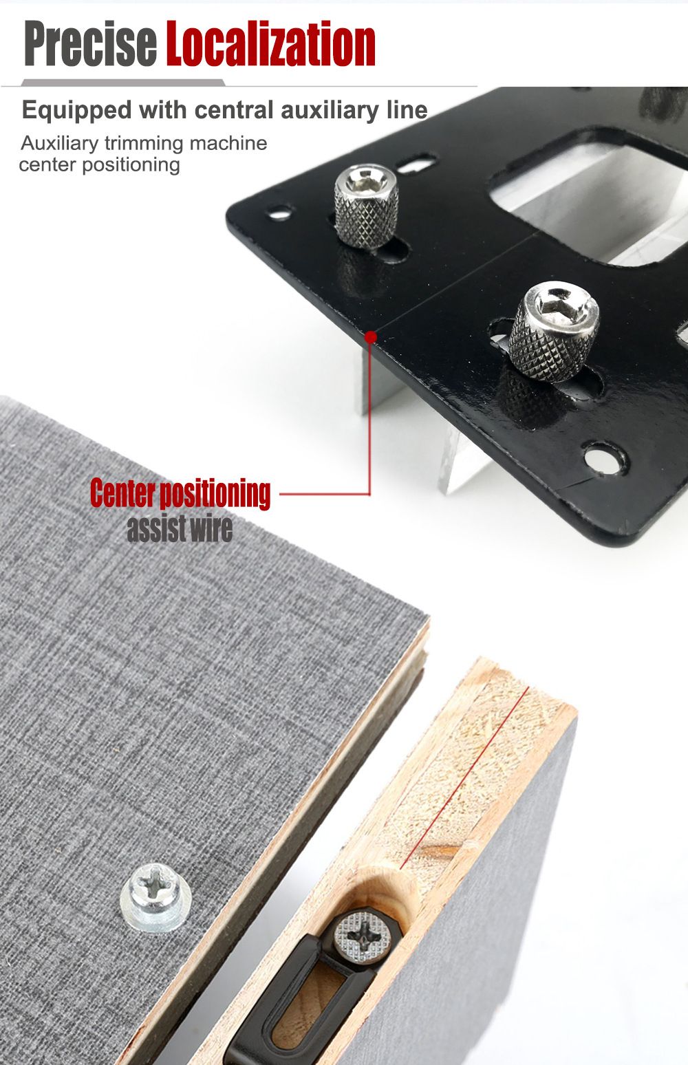 Multifunctional Aluminum Router Base Slotting Jig for Woodworking, Adjustable Trimming Machine Base with Scale for Furniture Making, Cabinet Installation, Hidden Connector Grooving and Hardware Pre-installation (2-in-1 Invisible Connector Slotting Tool, S