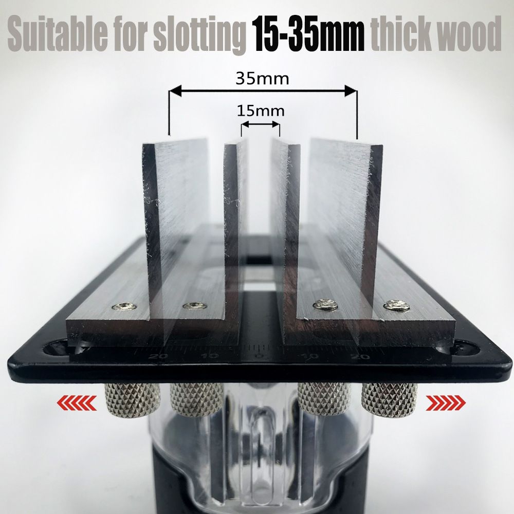 Multifunctional Aluminum Router Base Slotting Jig for Woodworking, Adjustable Trimming Machine Base with Scale for Furniture Making, Cabinet Installation, Hidden Connector Grooving and Hardware Pre-installation (2-in-1 Invisible Connector Slotting Tool, S