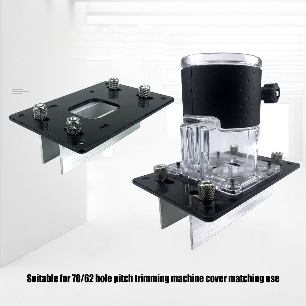 Multifunctional Aluminum Router Base Slotting Jig for Woodworking, Adjustable Trimming Machine Base with Scale for Furniture Making, Cabinet Installation, Hidden Connector Grooving and Hardware Pre-installation (Slotting Jig with Transparent Guard, S)