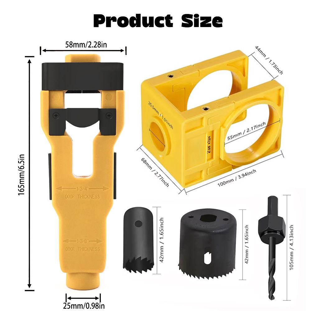 Door Lock and Latch Installation Tool Kit with Hole Saw, Mortise Template and Chisel Guide for Wooden Door Hardware Fitting and Precise Drilling Alignment (Blue)