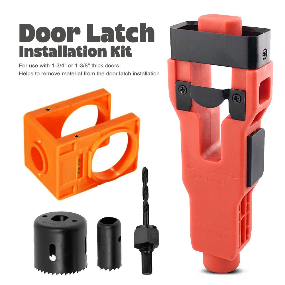 Door Lock and Latch Installation Tool Kit with Hole Saw, Mortise Template and Chisel Guide for Wooden Door Hardware Fitting and Precise Drilling Alignment (Blue)