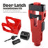 Door Lock and Latch Installation Tool Kit with Hole Saw, Mortise Template and Chisel Guide for Wooden Door Hardware Fitting and Precise Drilling Alignment (Red)