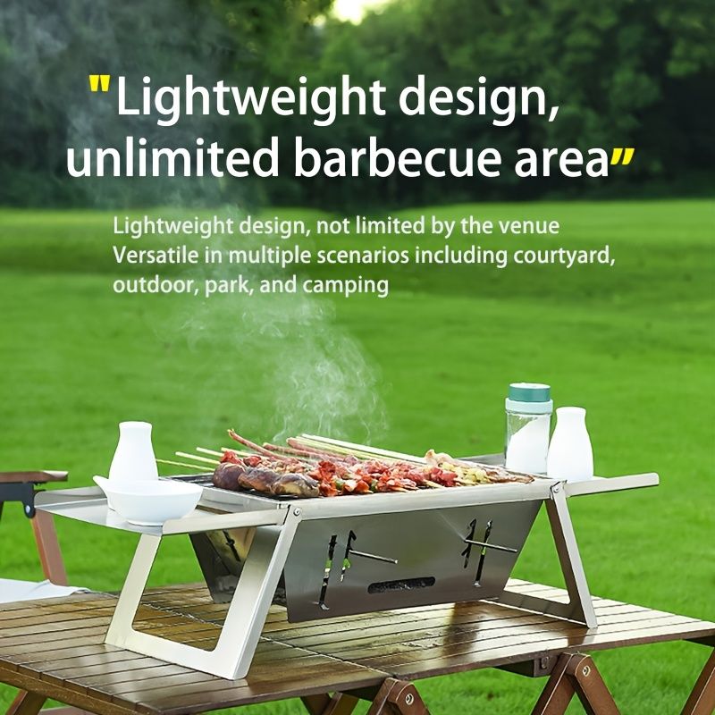 Silver Gray portable barbecue grill, outdoor grill, camping grill, lightweight grill, picnic grill, courtyard grill, Australian BBQ, even heat distribution grill