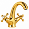 Vintage Gold Basin Mixer Tap Solid Brass Hot & Cold Bathroom Faucet with Cross Handles