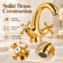 Vintage Gold Basin Mixer Tap Solid Brass Hot & Cold Bathroom Faucet with Cross Handles