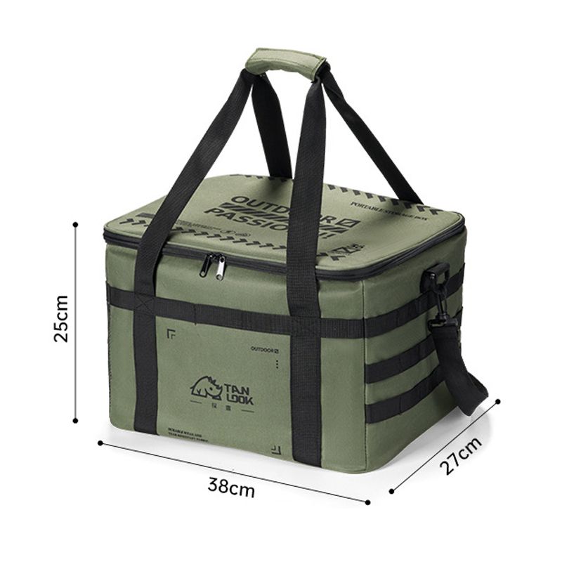 Outdoor large capacity waterproof camping insulation picnic bag 36L,Military green