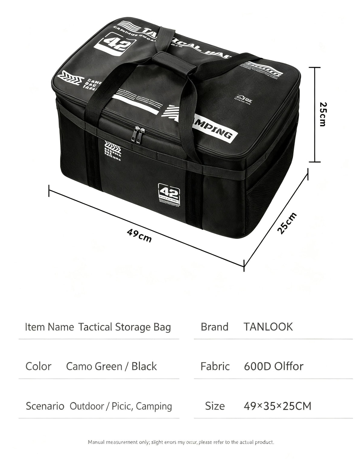 Outdoor camping thick Oxford cloth storage large capacity insulation bag 42L,black