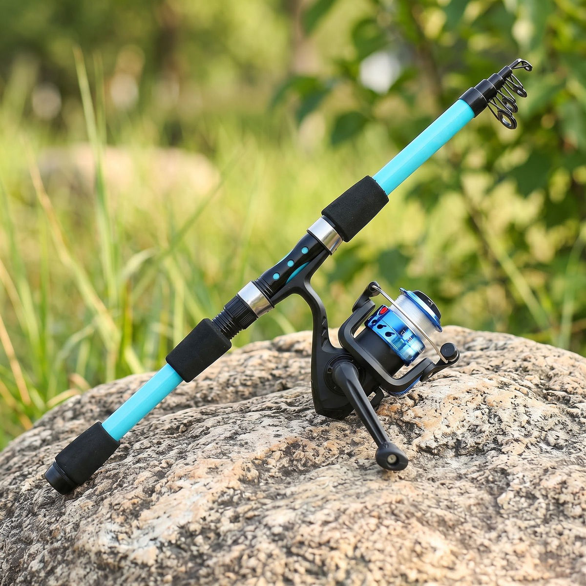 Luya rod 70.86in telescopic fishing rod without spinning wheel fishing set,green