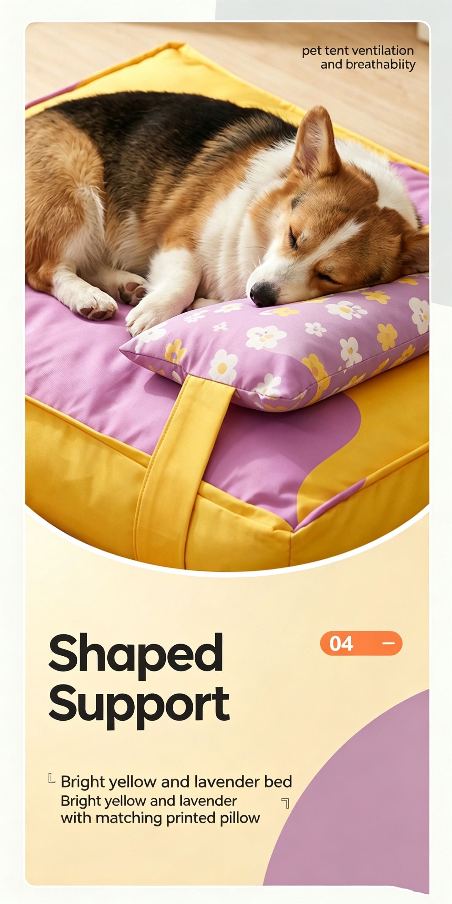 Three piece set of four season warm pet tatami pillows,Large Purple Yellow