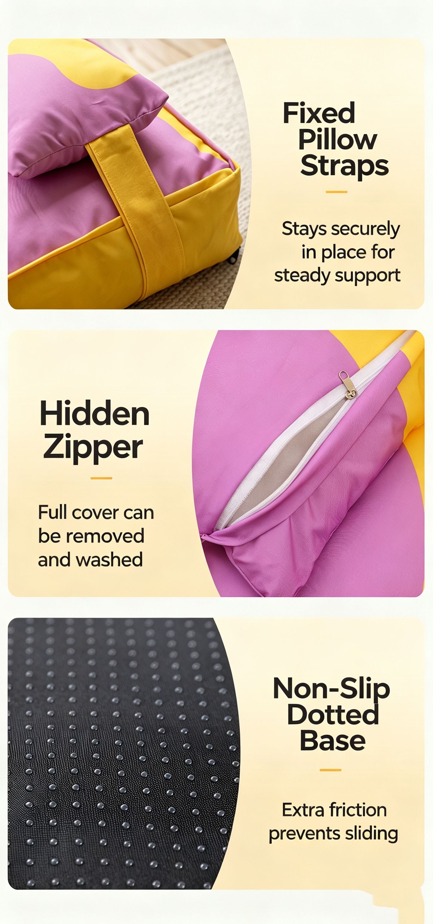 Three piece set of four season warm pet tatami pillows,Large Purple Yellow
