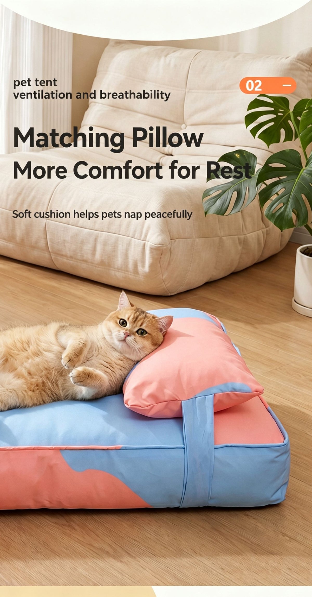 Three piece set of four season warm pet tatami pillows,Extra Large Pink Blue