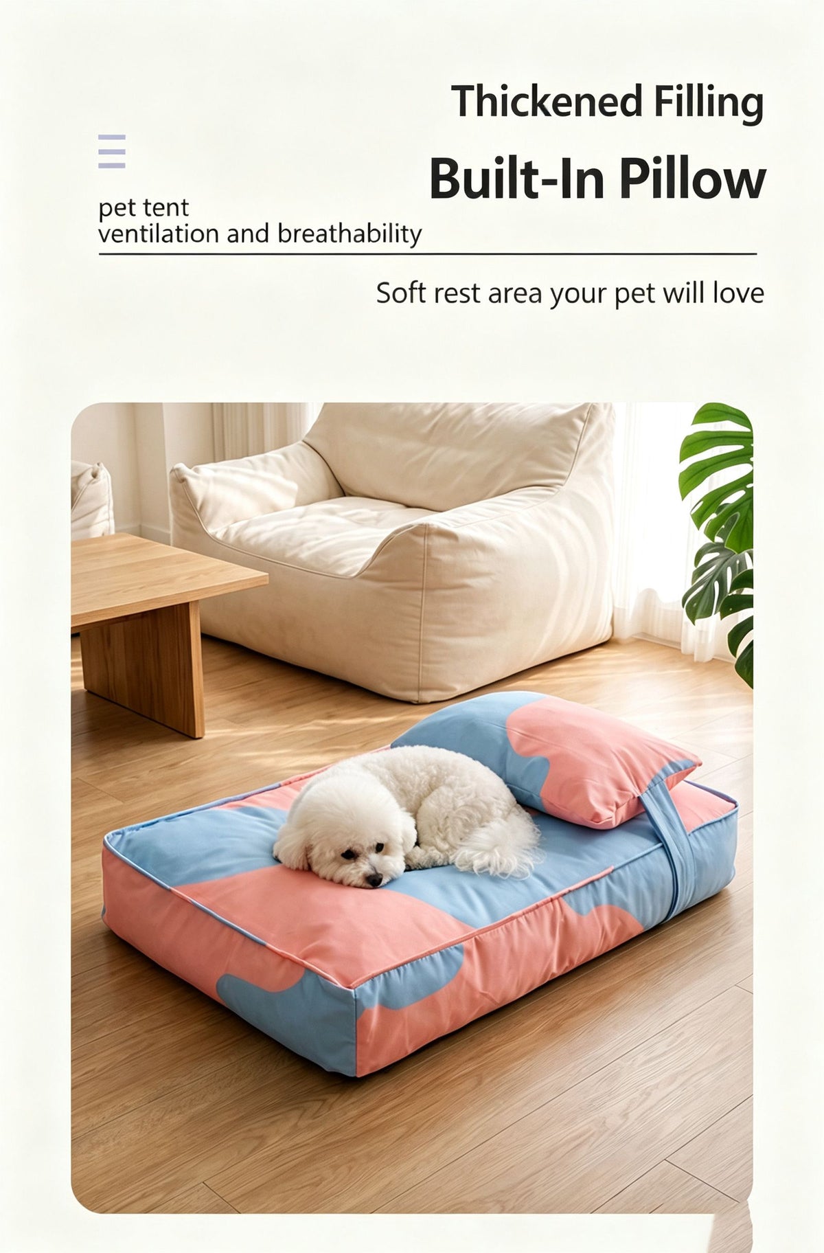 Three piece set of four season warm pet tatami pillows,Extra Large Pink Blue