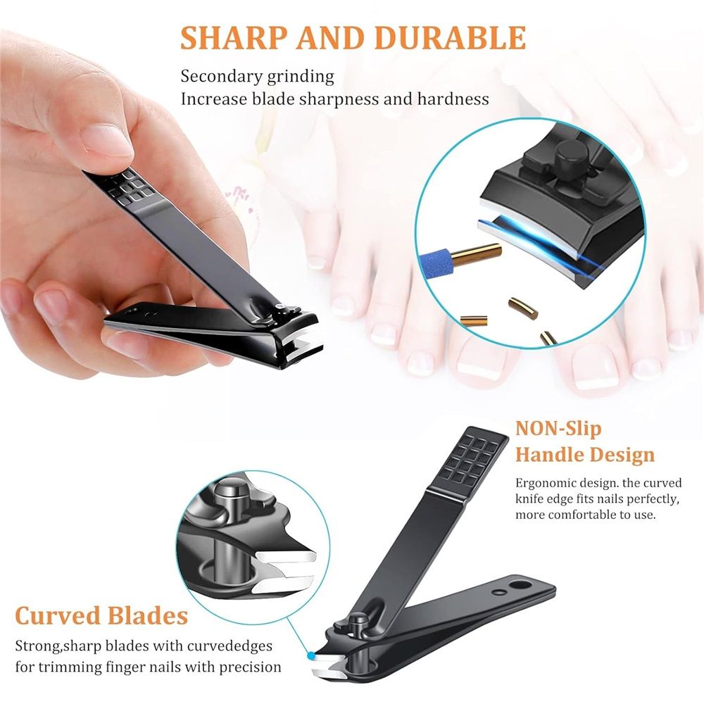 Nail Clippers Sets High Precisio Stainless Steel Nail Cutter Pedicure Kit Nail File Sharp Nail Scissors and Clipper Manicure Pedicure Kit Fingernails & Toenails with Portable cas (Red/Black_24 in 1)