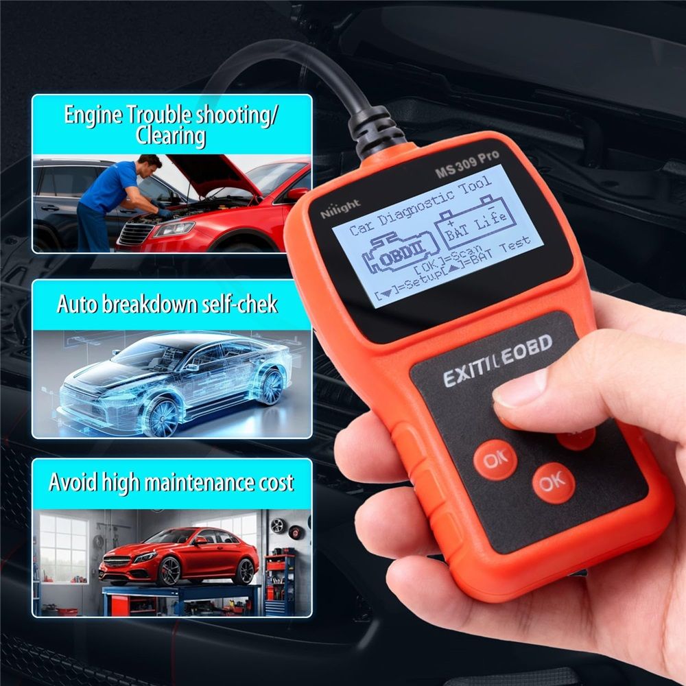 Scanner Check Engine Code Reader with Reset, Battery Tester, Clear Fault Error Codes,Car  Scanner Diagnostic Tool for Vehicle