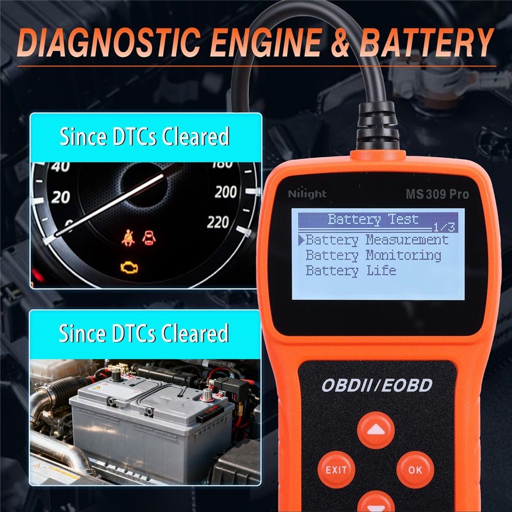 Scanner Check Engine Code Reader with Reset, Battery Tester, Clear Fault Error Codes,Car  Scanner Diagnostic Tool for Vehicle