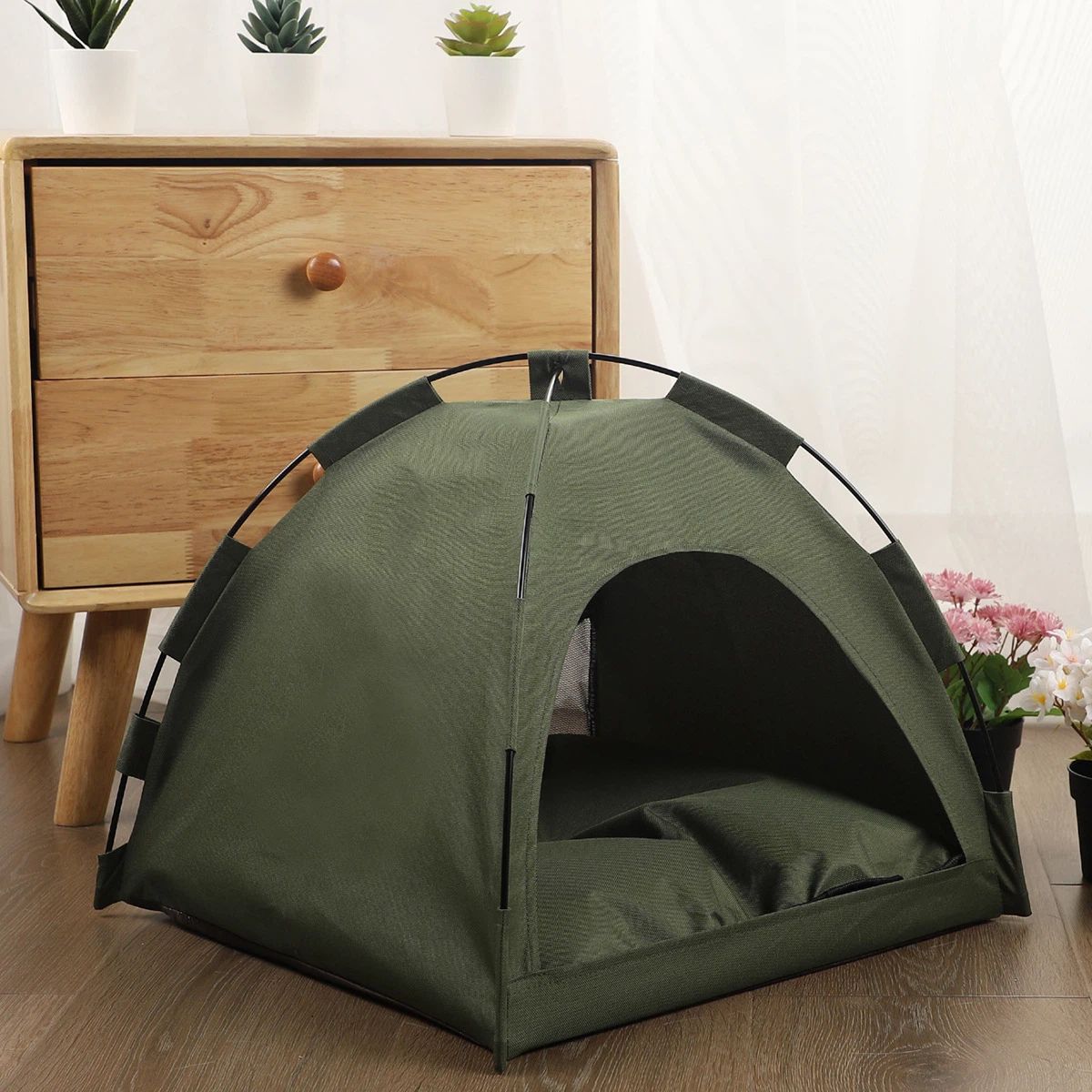 Cat Tent Outdoor/Indoor, Cat and Dog Waterproof Tent House, Outdoor Dog Bed Washable, Indoor/Outdoor Cave Nest Bed Small Dog Tent for Cat, Bunny and Small Animal (Military Green 40 * 40CM)