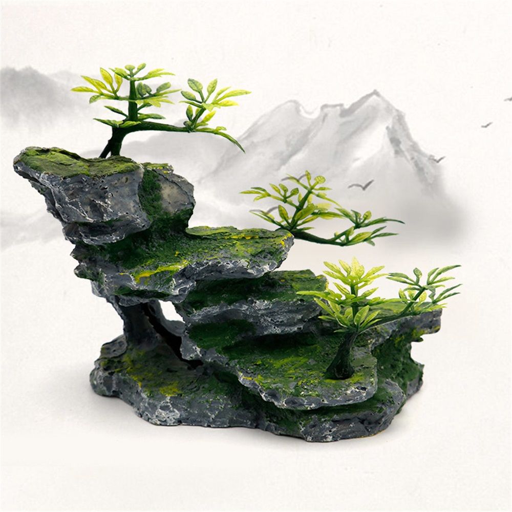 Medium Aquarium Rock Mountain Decor – Realistic Resin Landscape Ornament for Fish Tanks – Enhances Underwater Scenery, Easy to Clean, Safe for Fish