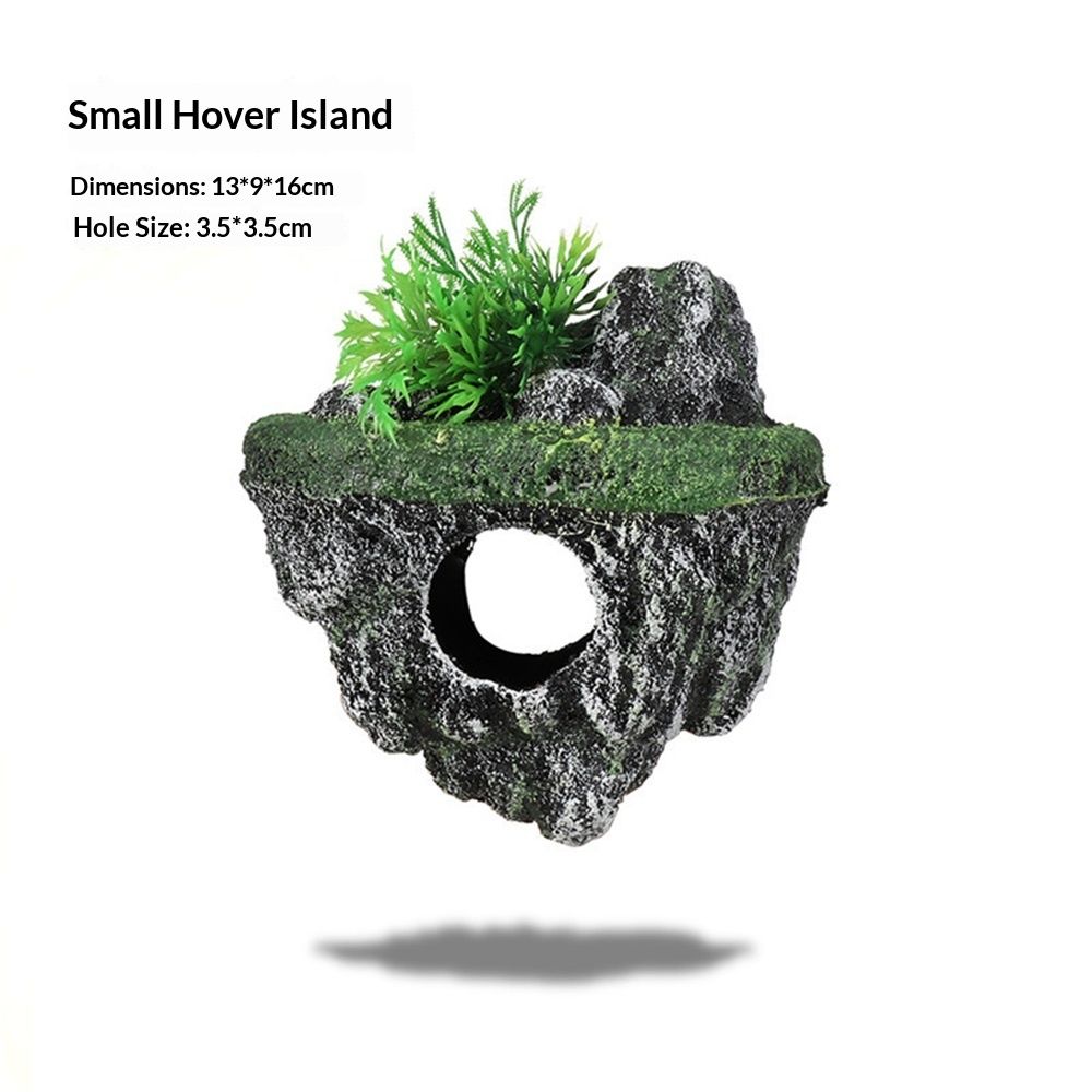 Aquarium Floating Island Decorations,Fish Tank Decorations, Interactive Fish Tank Toy for Betta Fish, Guppies, Goldfish, Shrimps, and Hermit Crabs（small）