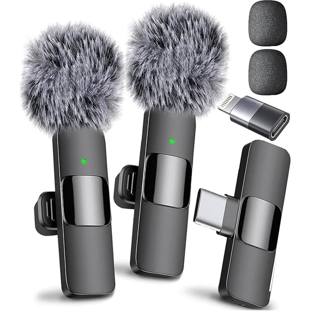 (Latest Model) - Professional Wireless Microphone for iPhone, iPad, Android, Lavalier Microphone for Video Recording - iPhone Mic Crystal Clear Recording with USB-C for Content Creators
