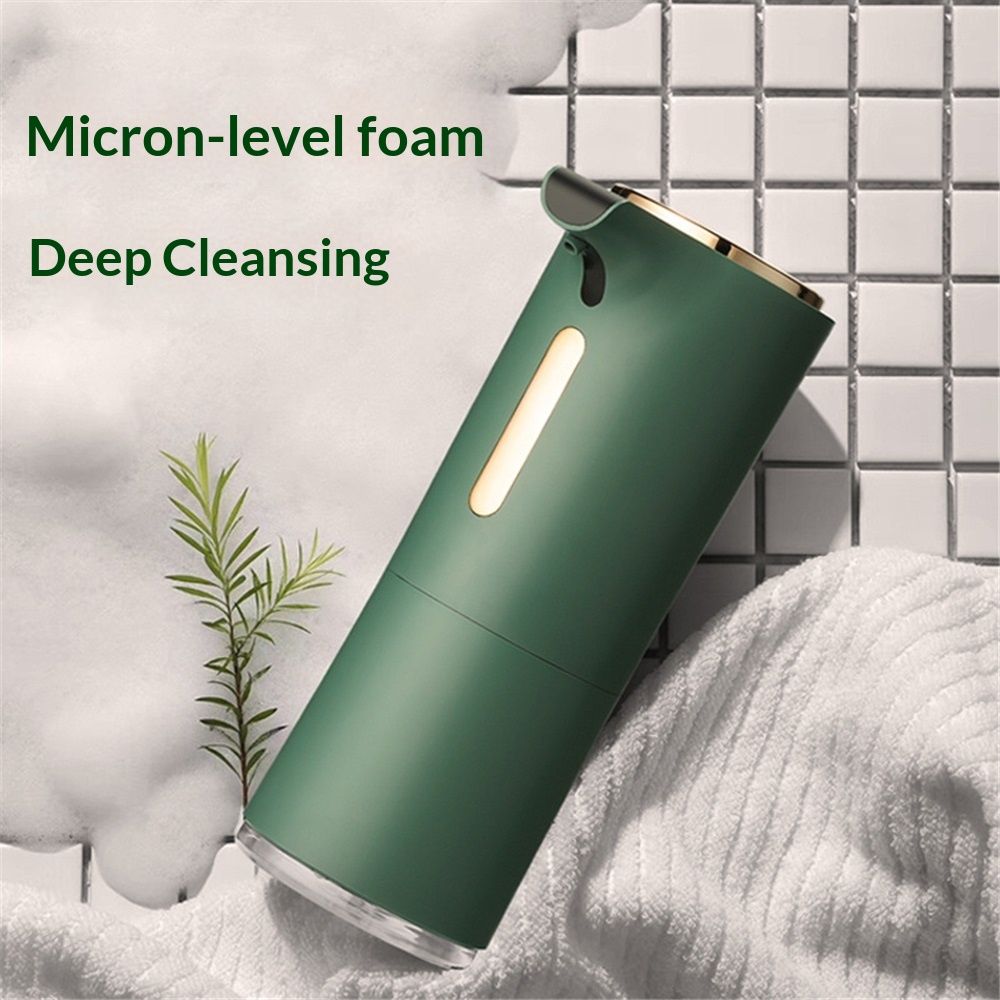 Foaming Soap Dispenser - 10oz/300ml Rechargeable, Touchless Hands Free for Bathroom and Kitchen（Green）