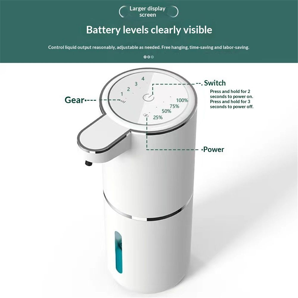 Automatic Foaming Soap Dispenser - Hand Free Pump Touchless Soap Dispenser Electric Dispenser with 380ml, USB Rechargeable 4levels Adjustable Dispenser for Bathroom Kitchen（White foam version）