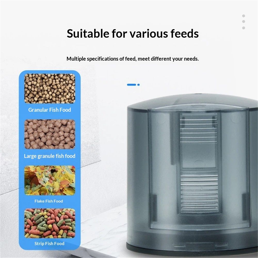 Automatic Fish Feeder Dispenser for Aquarium: Rechargeable Auto Feeders for Tank Turtle Pond Betta - 200ml Smart Food Feeding Timer Dispensers（with battery）