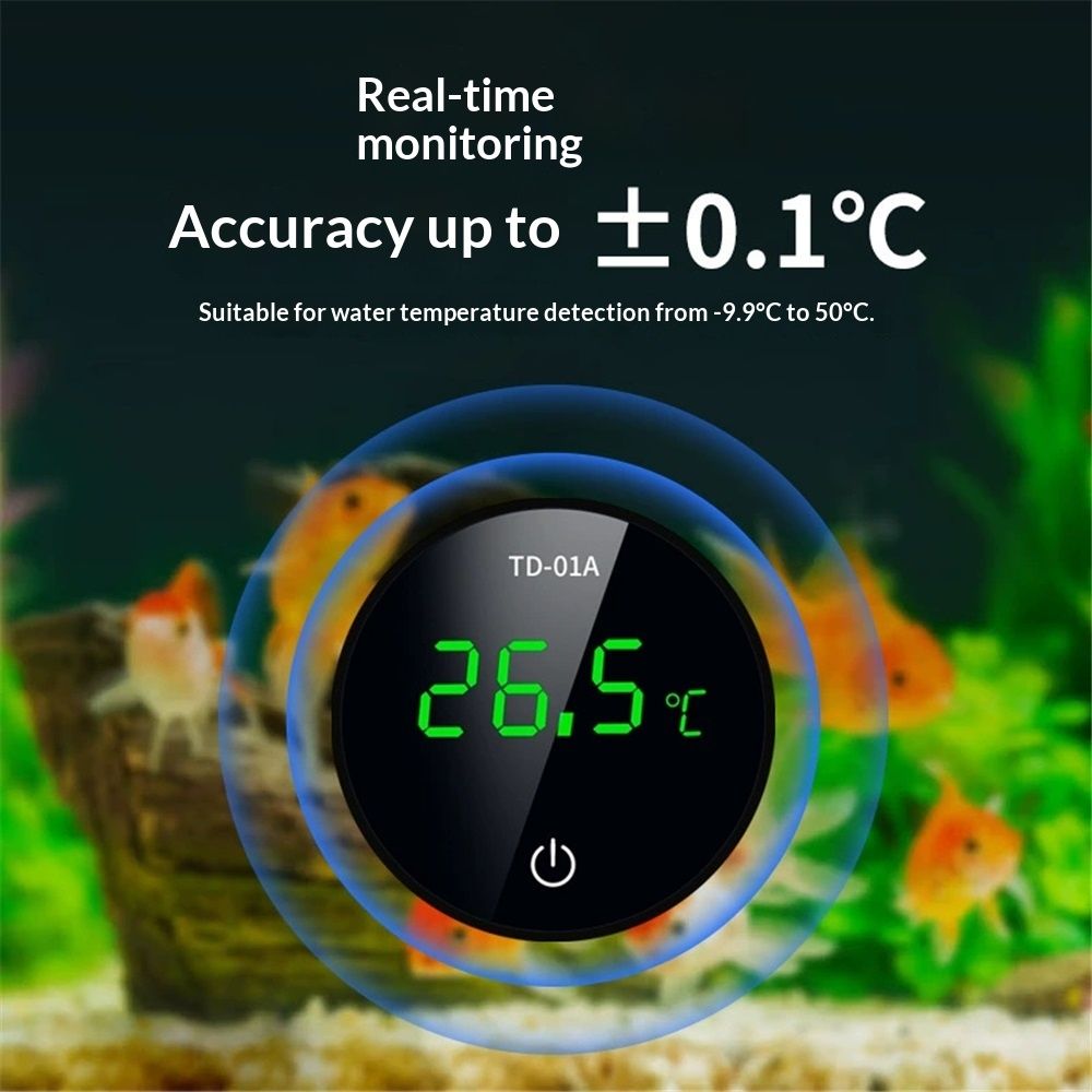 2pcs Fish Tank Digital Thermometer Accurate LED Display to Tank Thermometer Aquarium Temperature Measurement Suitable for Fish, Axolotl, Turtle or Aquatic（rechargeable）
