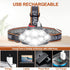 Headlamp Rechargeable, 2000 Lumen Super Bright 8 LED Head Lamp, 4 Modes Lightweight USB Head Light, IPX5 Waterproof Headlamp Flashlight for Outdoor Camping, Running, Cycling, Climbing