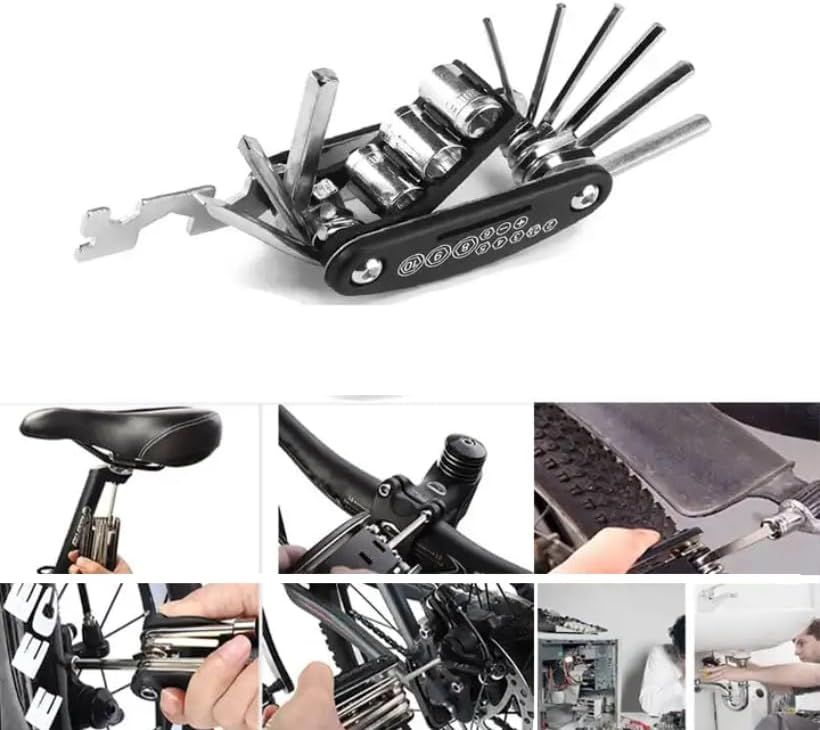 Bike Repair Tool Kit Portable, 16 in 1 Bicycle Multitool with Tire Levers Hex Spoke Wrench for Road Mountain Bikes Cycling Maintenance, 27 Pieces