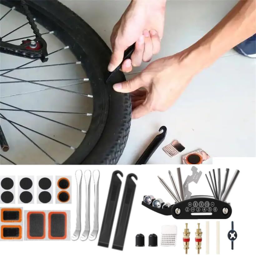 Bike Repair Tool Kit Portable, 16 in 1 Bicycle Multitool with Tire Levers Hex Spoke Wrench for Road Mountain Bikes Cycling Maintenance, 27 Pieces