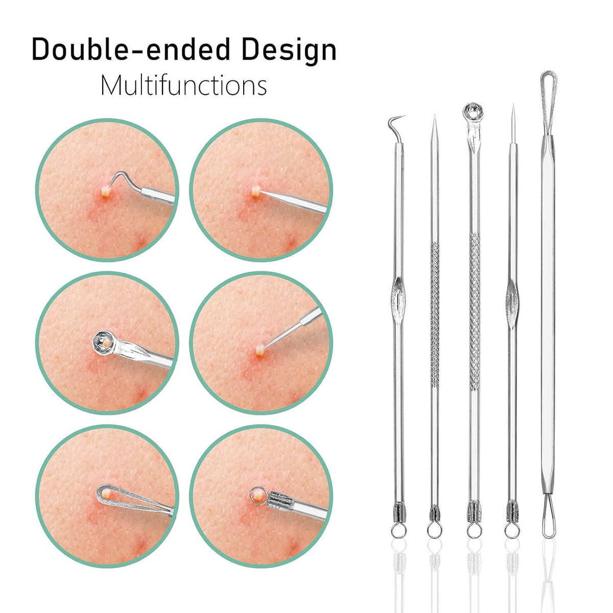 Blackhead Remover Comedone Pimple Popper Tool Acne Extractor Blemish Remover Ingrown Hair Tweezers Removal Kit Whitehead Remover Zit Treatment Skincare Tools for Face Nose,8 PCS