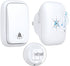 US Plug Self Powered Wireless Doorbell No Battery 100M Distance 38 Songs Door bell Button Outdoor Doorbell Wireless Waterproof for Home School Office (US White 1V1 A)