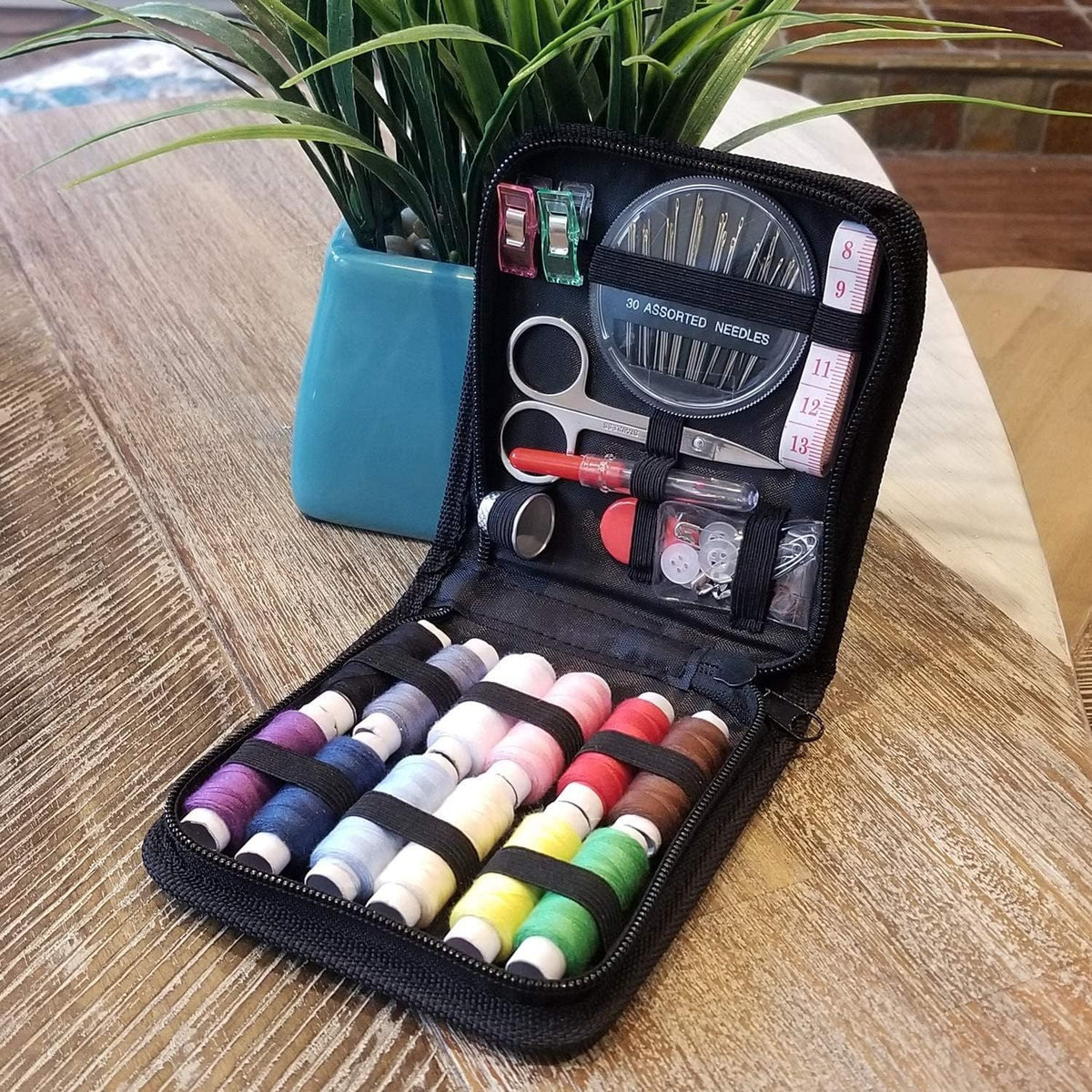 Travel Sewing Kit, 63-Piece Portable Kit for Travel, Includes Scissors, Thread, Tape Measure - Sewing Accessories and Supplies