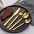 4 PCS Flatware Set for 8 Gold Silverware Set Hammered Handle Dishwasher Safe Mirror Effect include Dinner Forks Spoons