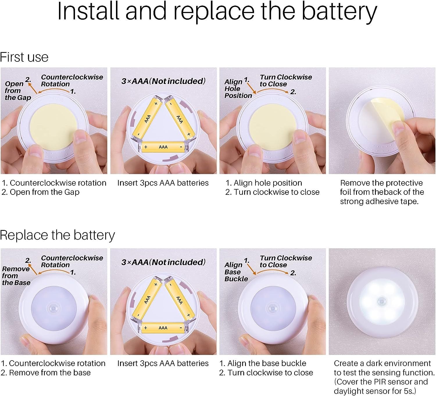 6 Pack 2.8” Motion Sensor Lights Indoor AAA Battery Operated, Stick on LED Puck Light for Stairs, Closet, Cool White