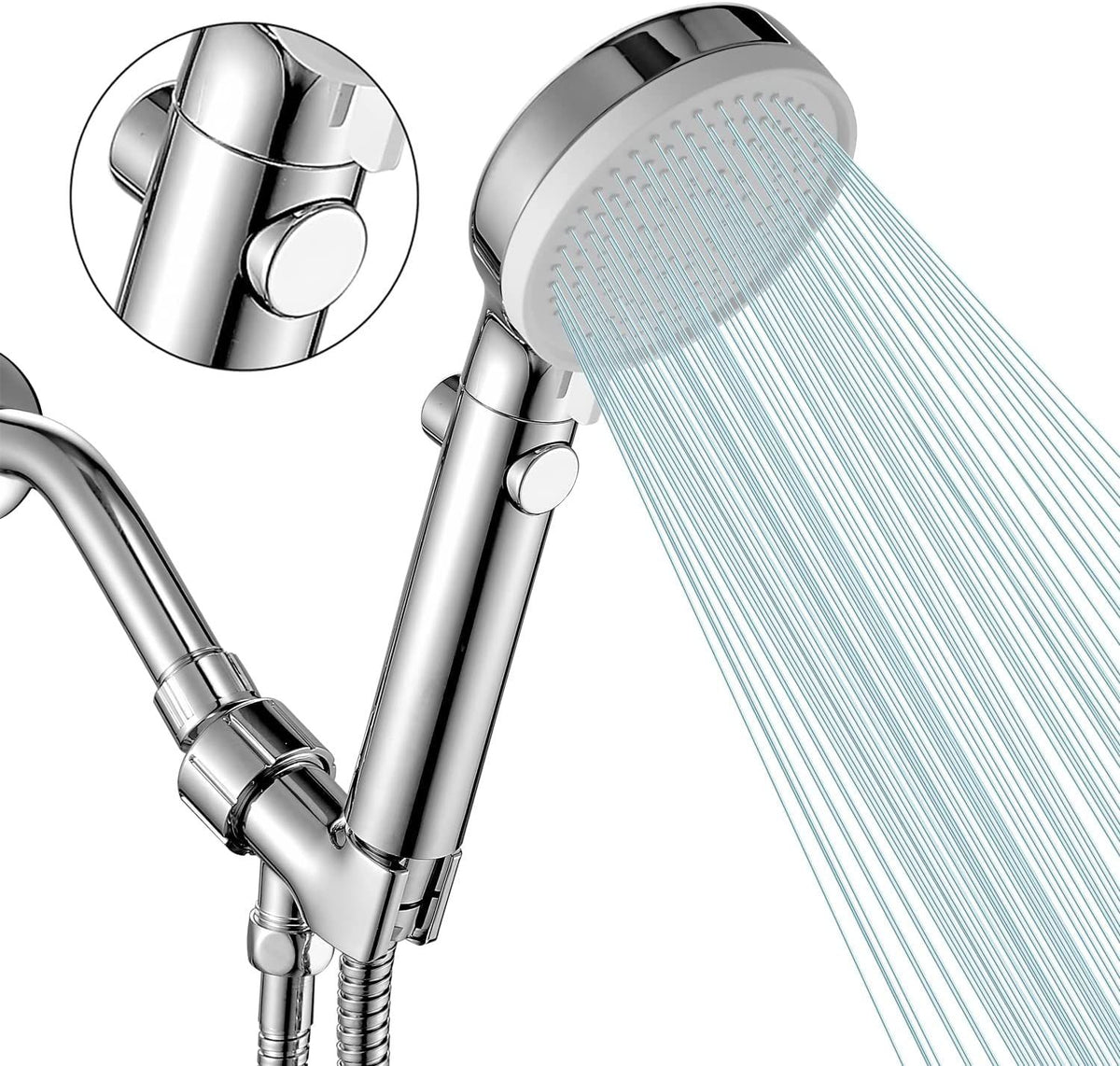 Shower Head with Handheld Shower Head with ON/Off Switch, 3-Modes High Pressure Shower Head with ,Chrome Finish