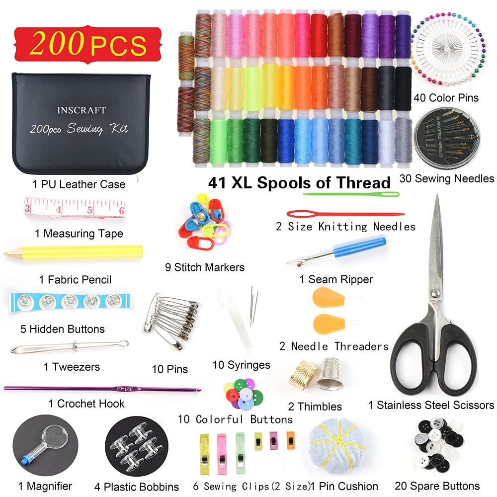 Sewing Kit, 226 Premium Sewing Supplies, 41 XL Thread Spools, Suitable for Traveller, Adults, Kids, Beginner, Emergency