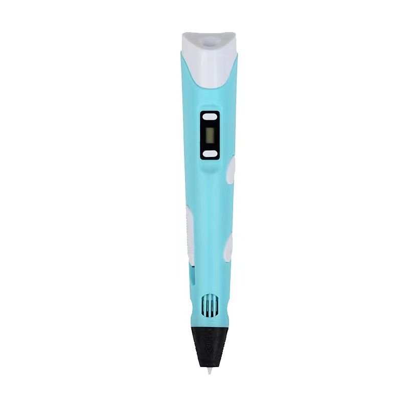 Blue 3D Printing Pen with Display - Includes 3D Pen, 3 Starter Colors of PLA Filament, and Charger（18.5 * 4.5 * 3cm）